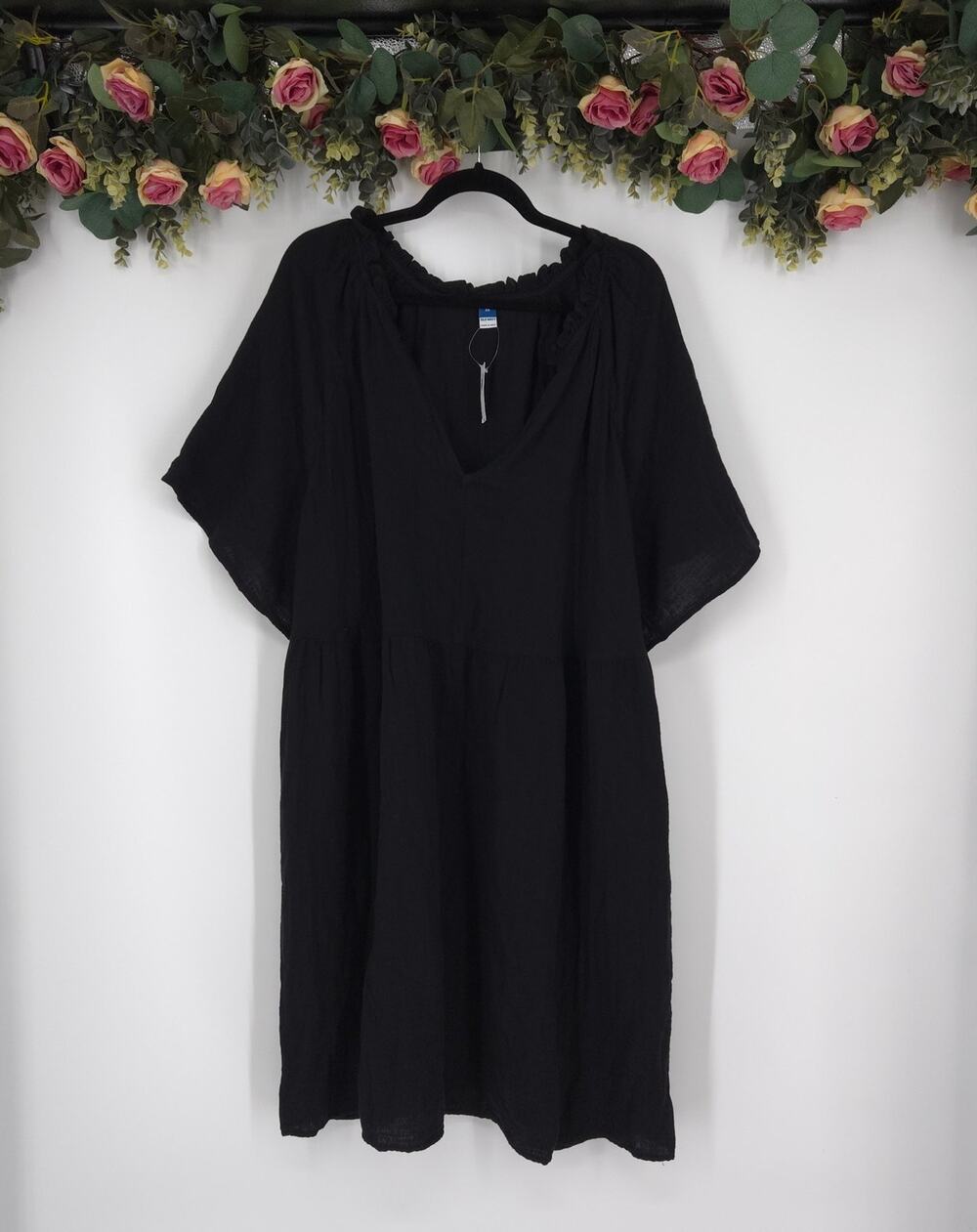 Old Navy Black Short Sleeve V-neck Plus Size Dress Size 3X NWT